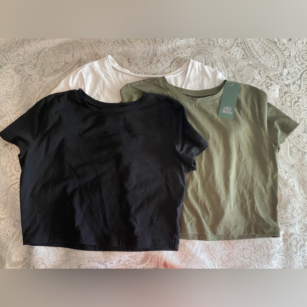 3 pack short sleeve cropped baby tees
